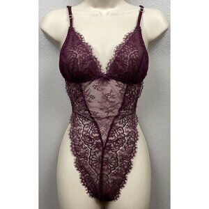 Victoria’s Secret Lingerie Body Suit Sexy Purple Burgundy Sz Large Thong